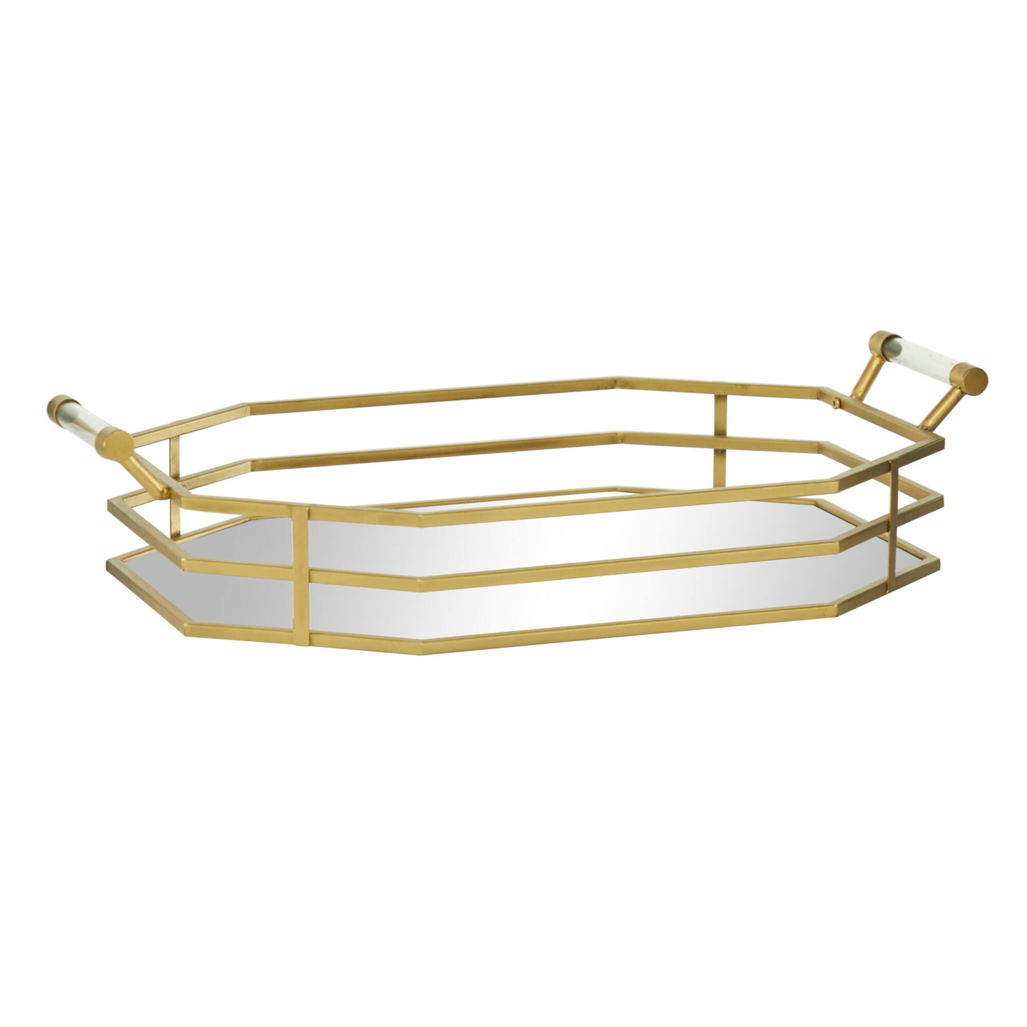 CosmoLiving by Cosmopolitan 27" Gold Metal Glam Tray